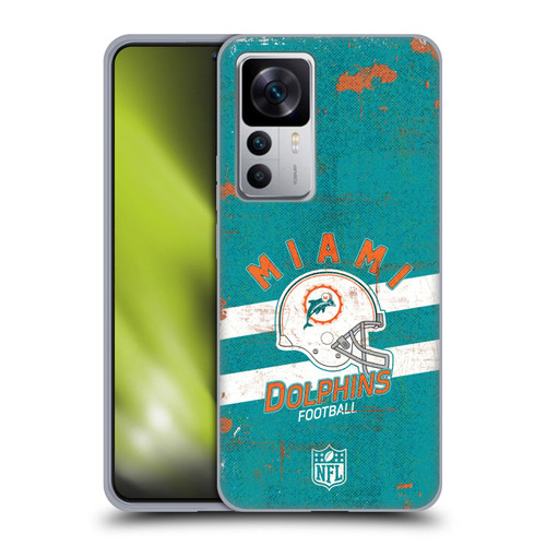 NFL Miami Dolphins Logo Art Helmet Distressed Soft Gel Case for Xiaomi 12T 5G / 12T Pro 5G / Redmi K50 Ultra 5G