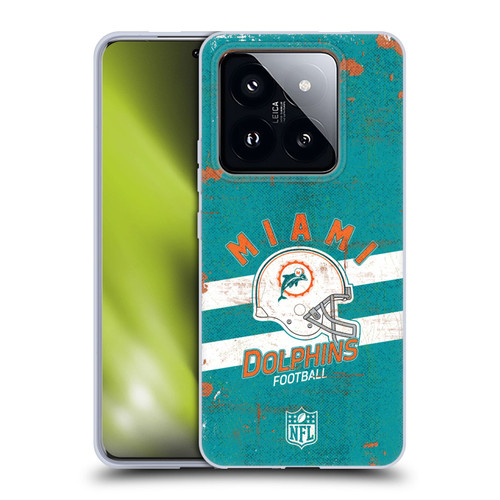 NFL Miami Dolphins Logo Art Helmet Distressed Soft Gel Case for Xiaomi 14 Pro