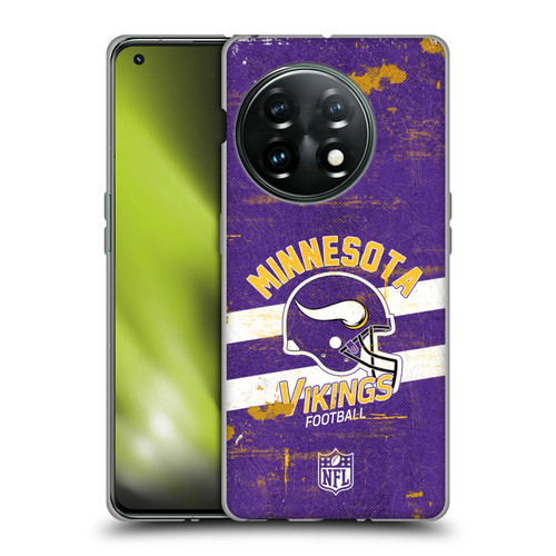 NFL Minnesota Vikings Logo Art Helmet Distressed Soft Gel Case for OnePlus 11 5G