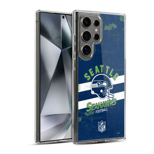 NFL Seattle Seahawks Logo Art Helmet Distressed Soft Gel Case for Samsung Galaxy S24 Ultra 5G & MagSafe