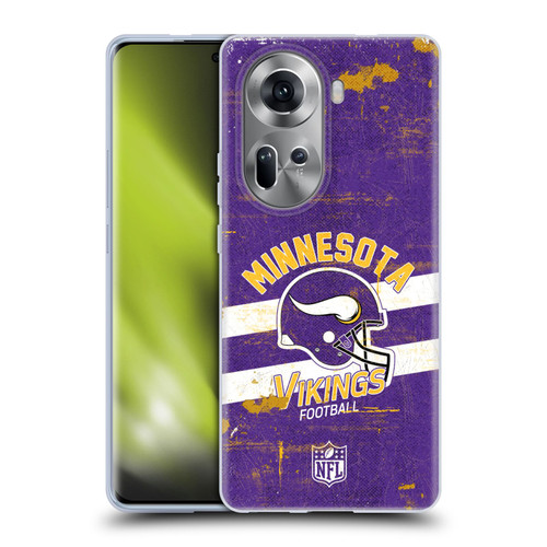 NFL Minnesota Vikings Logo Art Helmet Distressed Soft Gel Case for OPPO Reno11