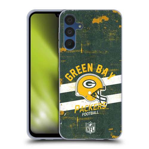 NFL Green Bay Packers Logo Art Helmet Distressed Soft Gel Case for Samsung Galaxy A15
