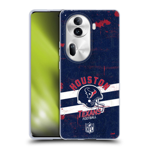 NFL Houston Texans Logo Art Helmet Distressed Soft Gel Case for OPPO Reno11 Pro