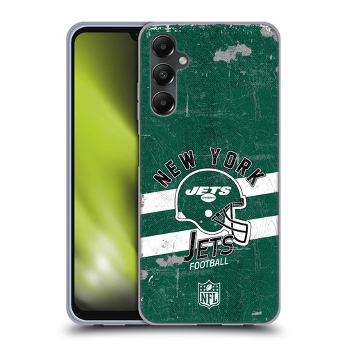 NFL New York Jets Logo Art Helmet Distressed Soft Gel Case for Samsung Galaxy A05s