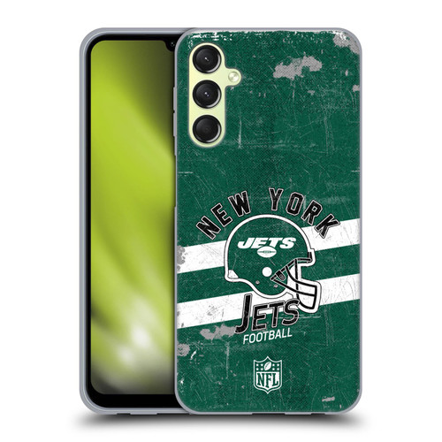 NFL New York Jets Logo Art Helmet Distressed Soft Gel Case for Samsung Galaxy A24 4G / M34 5G
