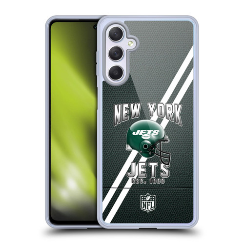 NFL New York Jets Logo Art Football Stripes Soft Gel Case for Samsung Galaxy M54 5G