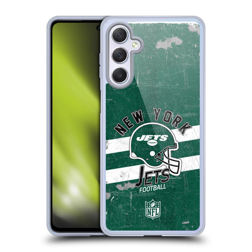 NFL New York Jets Logo Art Helmet Distressed Soft Gel Case for Samsung Galaxy M54 5G