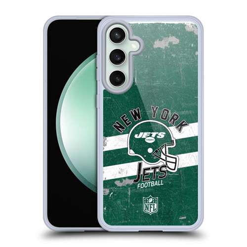 NFL New York Jets Logo Art Helmet Distressed Soft Gel Case for Samsung Galaxy S23 FE 5G