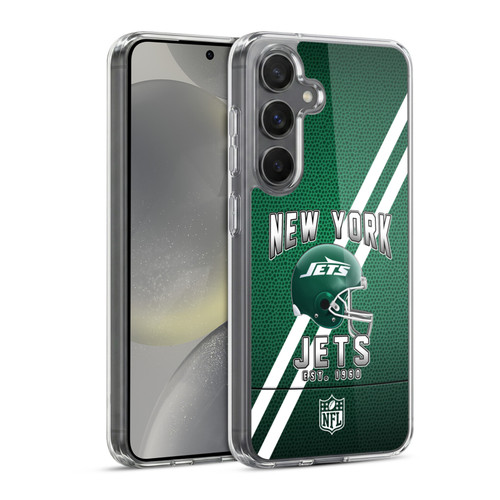NFL New York Jets Logo Art Football Stripes Soft Gel Case for Samsung Galaxy S24 5G & MagSafe