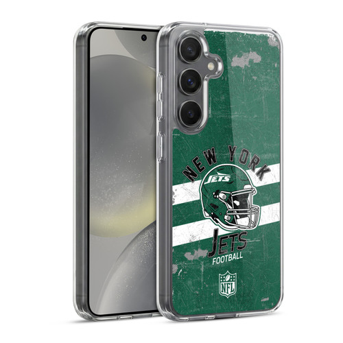 NFL New York Jets Logo Art Helmet Distressed Soft Gel Case for Samsung Galaxy S24 5G & MagSafe