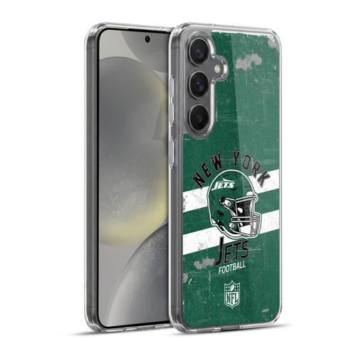 NFL New York Jets Logo Art Helmet Distressed Soft Gel Case for Samsung Galaxy S24+ 5G & MagSafe