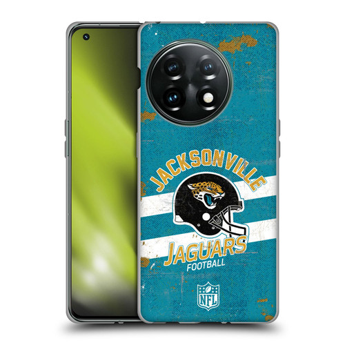 NFL Jacksonville Jaguars Logo Art Helmet Distressed Soft Gel Case for OnePlus 11 5G