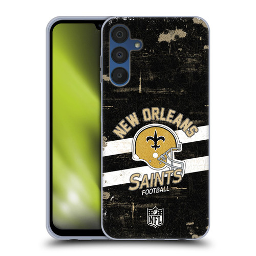 NFL New Orleans Saints Logo Art Helmet Distressed Soft Gel Case for Samsung Galaxy A15 NFL New Orleans Saints Logo Art Helmet Distressed Soft Gel Case for Samsung Galaxy A15