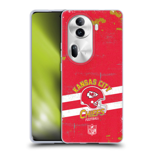 NFL Kansas City Chiefs Logo Art Helmet Distressed Soft Gel Case for OPPO Reno11 Pro