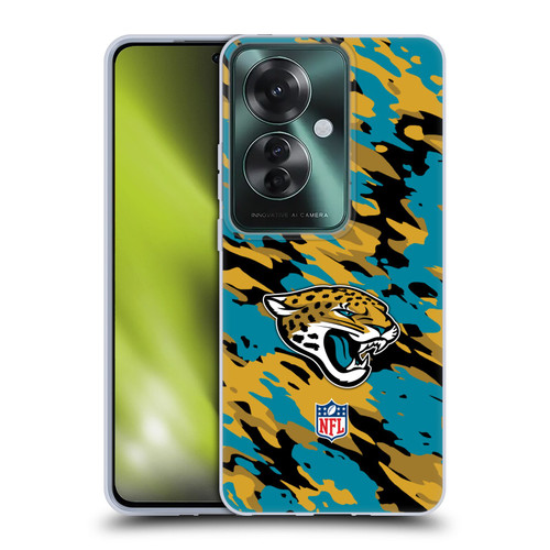 NFL Jacksonville Jaguars Logo Camou Soft Gel Case for OPPO Reno11 F 5G / F25 Pro 5G