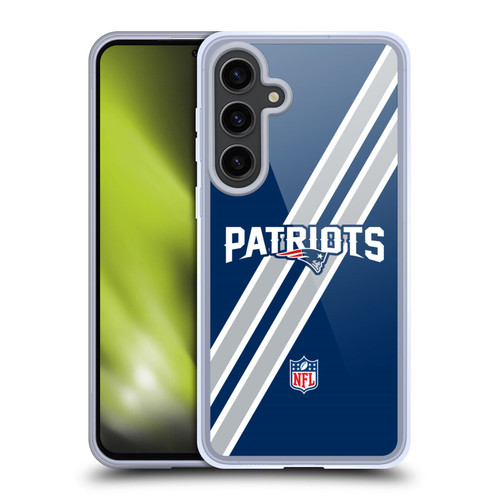 NFL New England Patriots Logo Stripes Soft Gel Case for Samsung Galaxy S24+ 5G