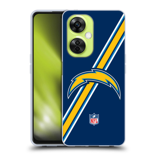 NFL Los Angeles Chargers Logo Stripes Soft Gel Case for OnePlus Nord CE 3 Lite 5G