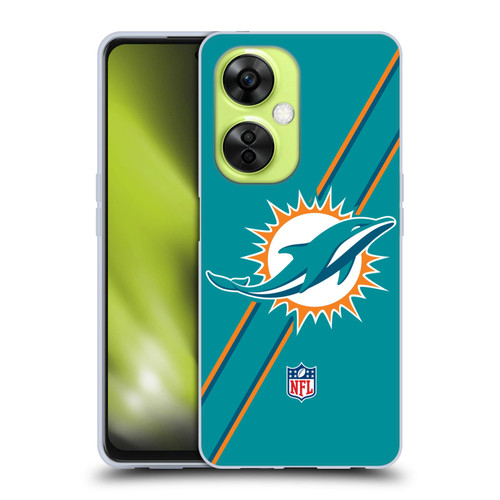 NFL Miami Dolphins Logo Stripes Soft Gel Case for OnePlus Nord CE 3 Lite 5G