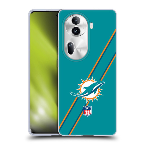 NFL Miami Dolphins Logo Stripes Soft Gel Case for OPPO Reno11 Pro
