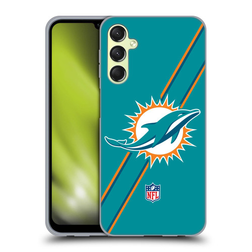 NFL Miami Dolphins Logo Stripes Soft Gel Case for Samsung Galaxy A24 4G / M34 5G