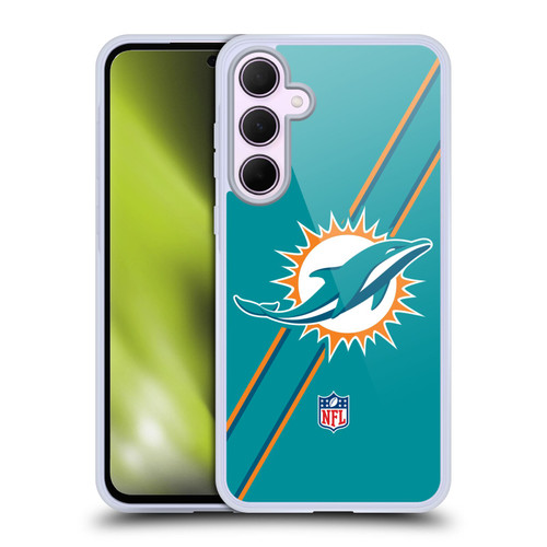 NFL Miami Dolphins Logo Stripes Soft Gel Case for Samsung Galaxy A35 5G
