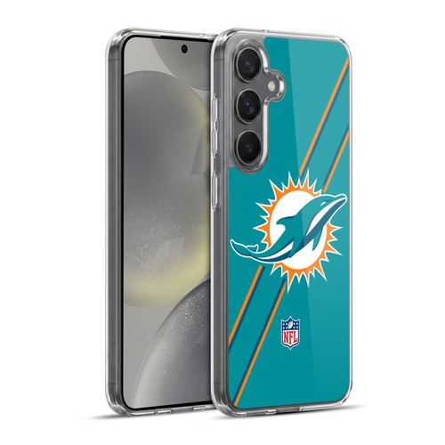 NFL Miami Dolphins Logo Stripes Soft Gel Case for Samsung Galaxy S24+ 5G