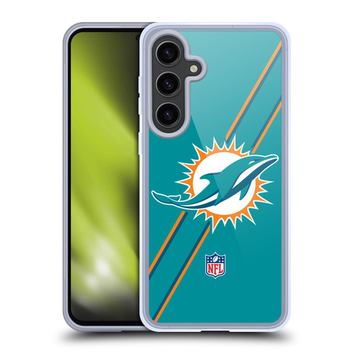 NFL Miami Dolphins Logo Stripes Soft Gel Case for Samsung Galaxy S24+ 5G