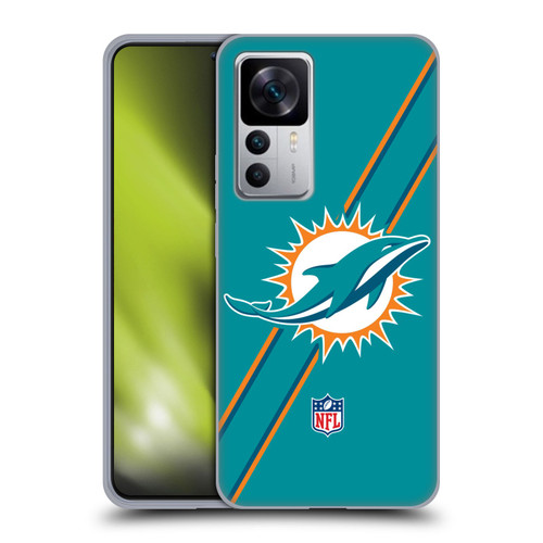 NFL Miami Dolphins Logo Stripes Soft Gel Case for Xiaomi 12T 5G / 12T Pro 5G / Redmi K50 Ultra 5G