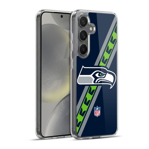 NFL Seattle Seahawks Logo Stripes Soft Gel Case for Samsung Galaxy S24+ 5G & MagSafe