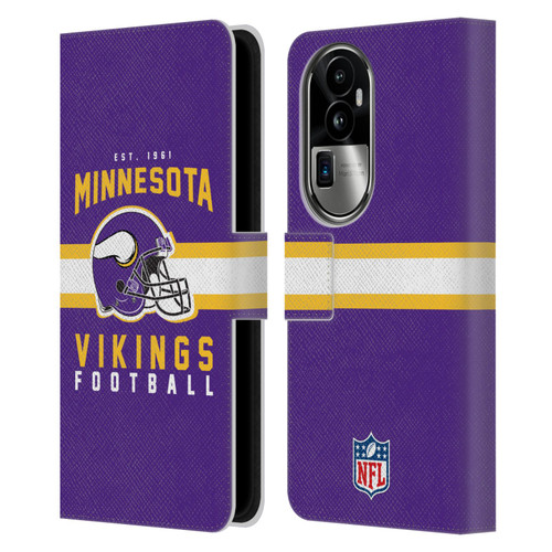 NFL Minnesota Vikings Graphics Helmet Typography Leather Book Wallet Case Cover For OPPO Reno10 Pro+