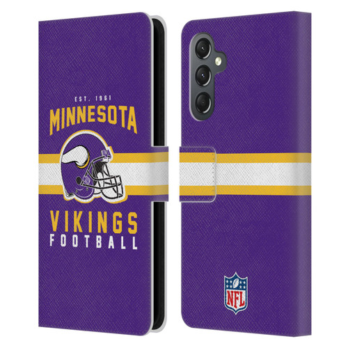 NFL Minnesota Vikings Graphics Helmet Typography Leather Book Wallet Case Cover For Samsung Galaxy A25 5G