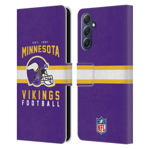 NFL Minnesota Vikings Graphics Helmet Typography Leather Book Wallet Case Cover For Samsung Galaxy M54 5G