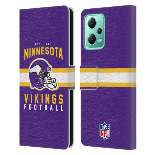 NFL Minnesota Vikings Graphics Helmet Typography Leather Book Wallet Case Cover For Xiaomi Redmi Note 12 5G