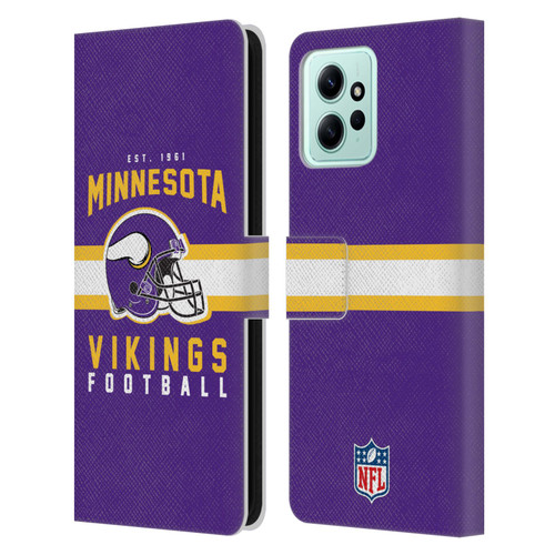 NFL Minnesota Vikings Graphics Helmet Typography Leather Book Wallet Case Cover For Xiaomi Redmi 12