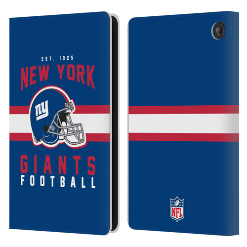 NFL New York Giants Graphics Helmet Typography Leather Book Wallet Case Cover For Amazon Fire 7 2022