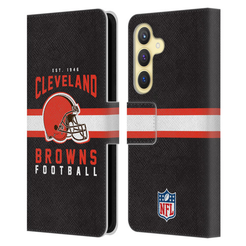 NFL Cleveland Browns Graphics Helmet Typography Leather Book Wallet Case Cover For Samsung Galaxy S24 5G