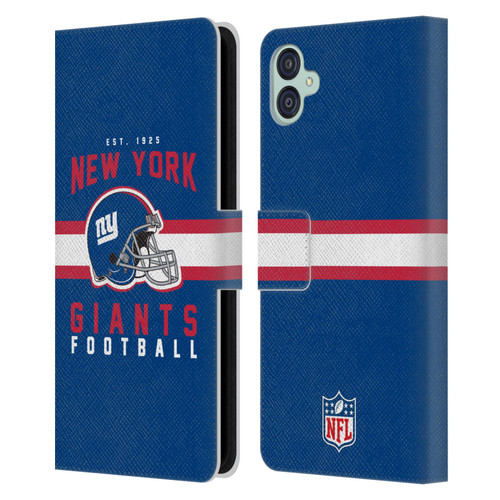 NFL New York Giants Graphics Helmet Typography Leather Book Wallet Case Cover For Samsung Galaxy M04 5G / A04e