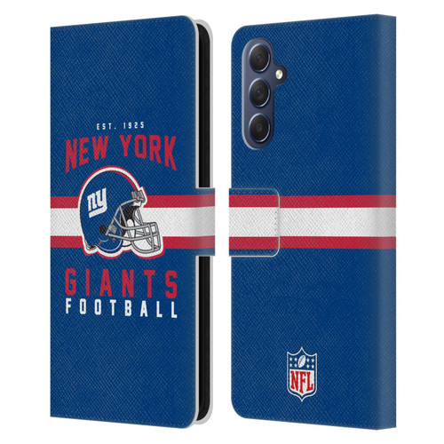 NFL New York Giants Graphics Helmet Typography Leather Book Wallet Case Cover For Samsung Galaxy M54 5G