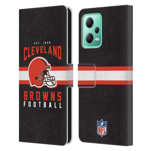 NFL Cleveland Browns Graphics Helmet Typography Leather Book Wallet Case Cover For Xiaomi Redmi Note 12 5G