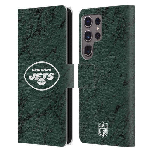 NFL New York Jets Graphics Coloured Marble Leather Book Wallet Case Cover For Samsung Galaxy S24 Ultra 5G
