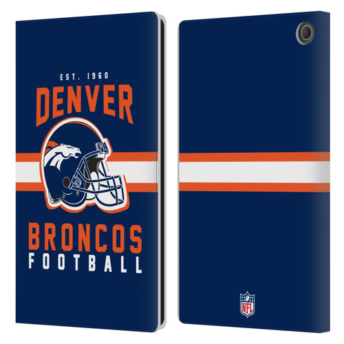 NFL Denver Broncos Graphics Helmet Typography Leather Book Wallet Case Cover For Amazon Fire Max 11 2023
