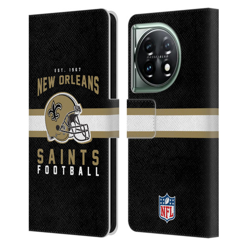 NFL New Orleans Saints Graphics Helmet Typography Leather Book Wallet Case Cover For OnePlus 11 5G