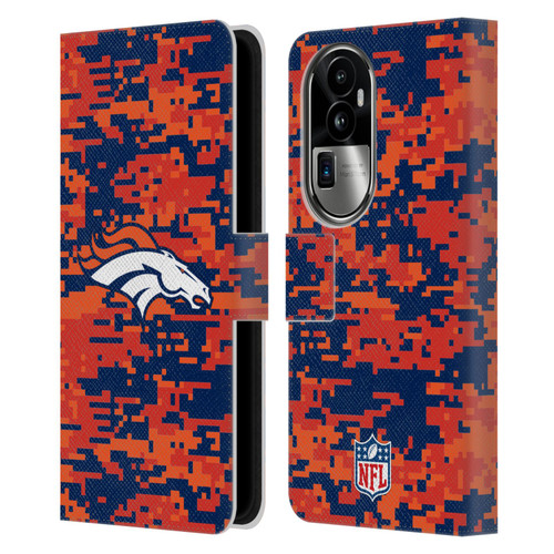NFL Denver Broncos Graphics Digital Camouflage Leather Book Wallet Case Cover For OPPO Reno10 Pro+