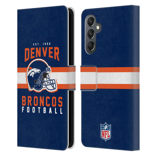 NFL Denver Broncos Graphics Helmet Typography Leather Book Wallet Case Cover For Samsung Galaxy A25 5G