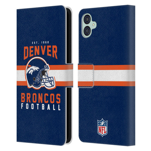 NFL Denver Broncos Graphics Helmet Typography Leather Book Wallet Case Cover For Samsung Galaxy M04 5G / A04e