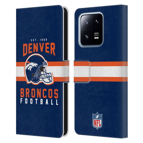 NFL Denver Broncos Graphics Helmet Typography Leather Book Wallet Case Cover For Xiaomi 13 Pro 5G