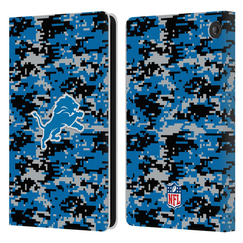 NFL Detroit Lions Graphics Digital Camouflage Leather Book Wallet Case Cover For Amazon Fire 7 2022