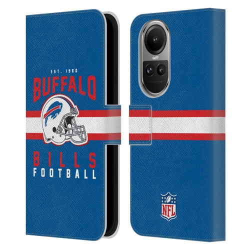 NFL Buffalo Bills Graphics Helmet Typography Leather Book Wallet Case Cover For OPPO Reno10 5G / Reno10 Pro 5G