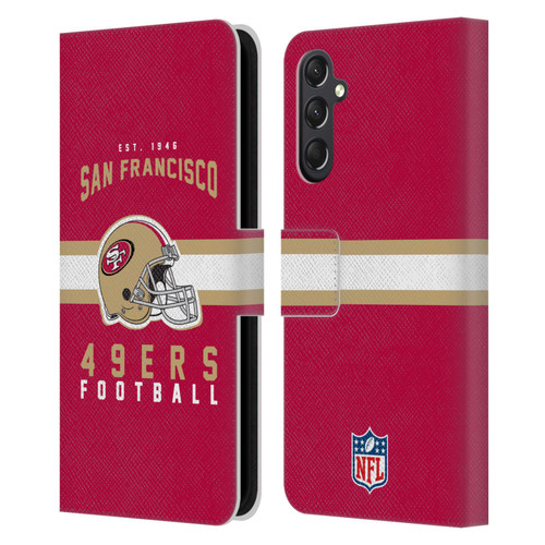 NFL San Francisco 49ers Graphics Helmet Typography Leather Book Wallet Case Cover For Samsung Galaxy A24 4G / M34 5G
