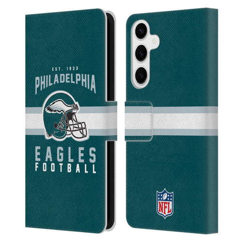 NFL Philadelphia Eagles Graphics Helmet Typography Leather Book Wallet Case Cover For Samsung Galaxy S24+ 5G